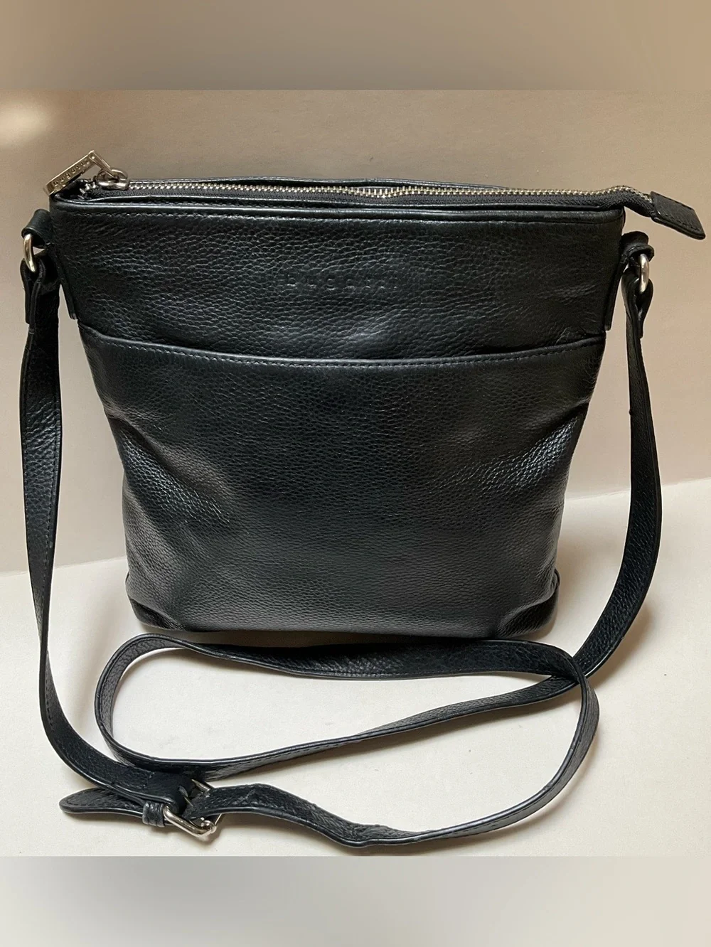 BUGATTI Black Leather Mens Shoulder Bag Unisex Crossbody Designer Messenger TOTE